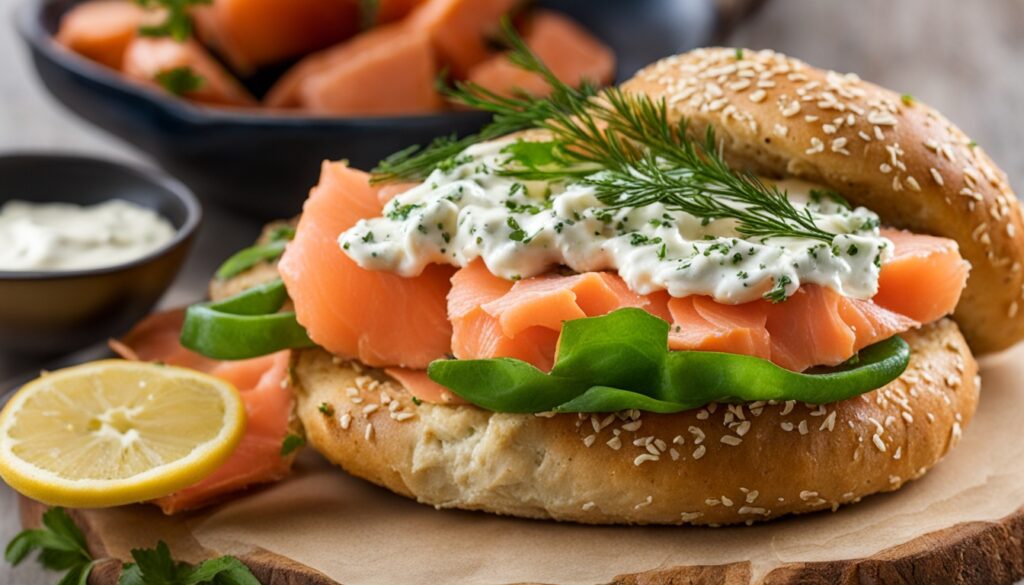 Salmon and Cream Cheese Bagel