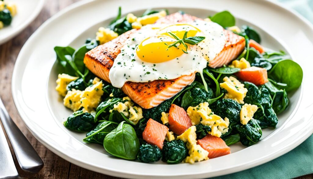  Salmon and Spinach Breakfast Scramble