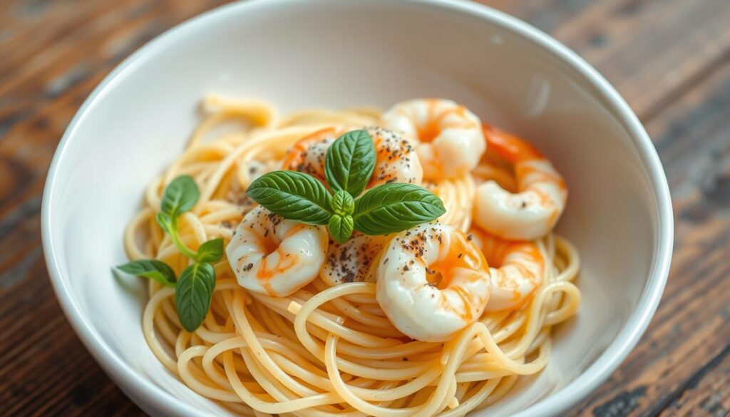 Creamy Mozzarella Shrimp Pasta
