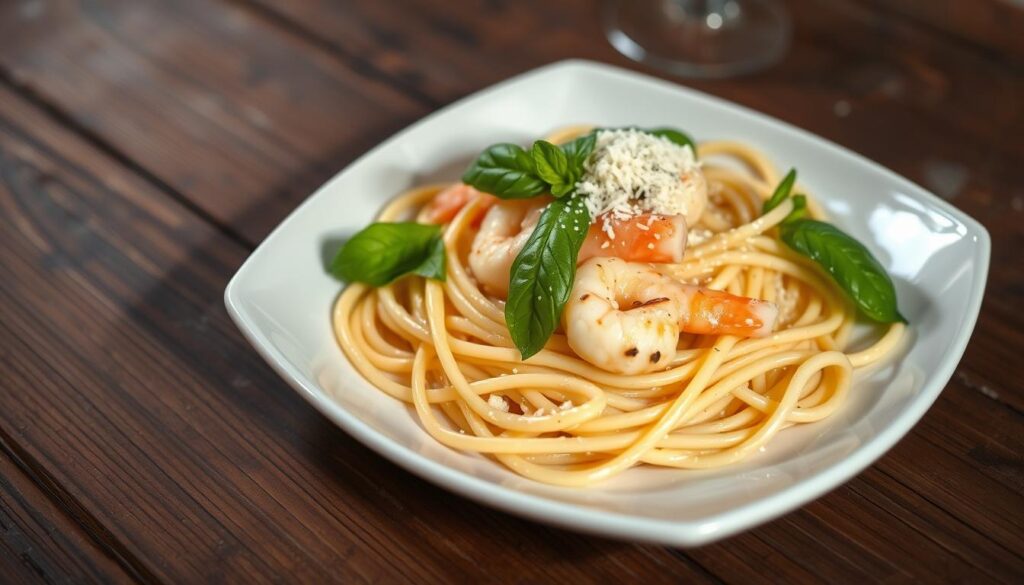 Creamy Mozzarella Shrimp Pasta
